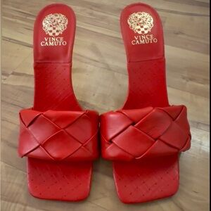 Vince Camuto Bold Red Woven Sandals